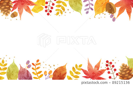 Vector illustration frame background of autumn plant leaves (deciduous leaves, leaves, leaves) 89215136