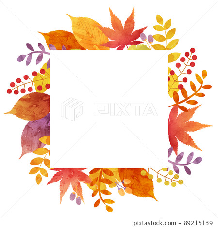 Vector illustration frame background of autumn plant leaves (deciduous leaves, leaves, leaves) 89215139