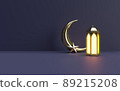 Islamic Ramadan lantern with half moon 3D rendering 89215208