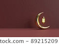 Islamic Ramadan lantern with half moon 3D rendering 89215209