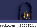 Islamic Ramadan lantern with half moon 3D rendering 89215211
