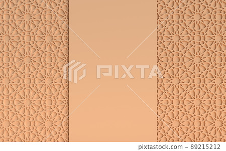 Blank Islamic greeting card with Arabic pattern 3D rendering Blank Islamic greeting card with Arabic pattern 3D rendering 89215212