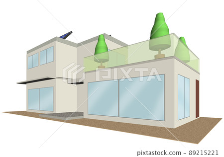 Image of a house with solar panels by 3D illustration Image of a house with solar panels by 3D illustration 89215221