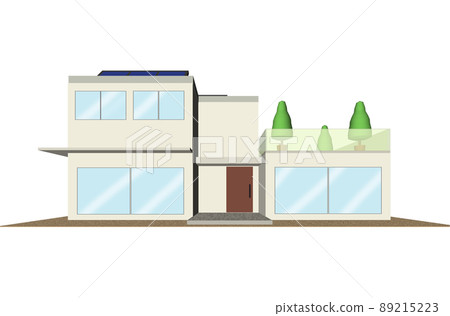 Image of a house with solar panels by 3D illustration Image of a house with solar panels by 3D illustration 89215223