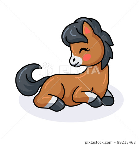 Cute baby donkey cartoon lying down	 89215468