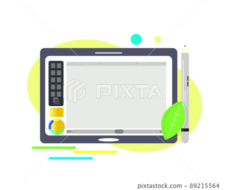Tablet LCD tab. Drawing software / application Digital illustration graphic software, painting tool. 89215564