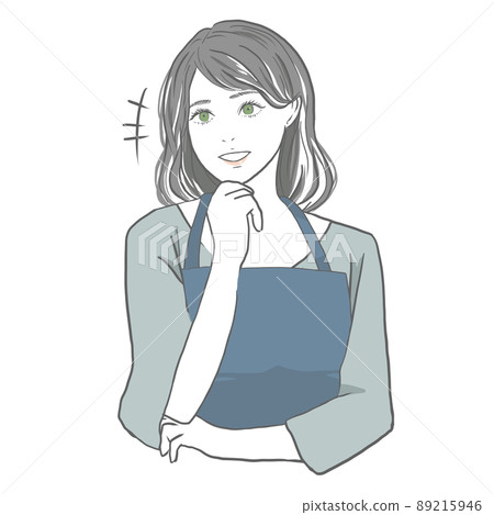 Woman in an apron talking with a smile - Stock Illustration [89215946 ...