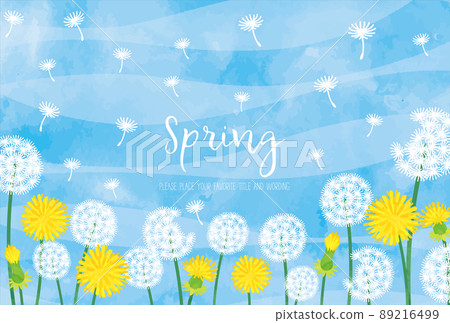 Watercolor style dandelion spring background material 89216499