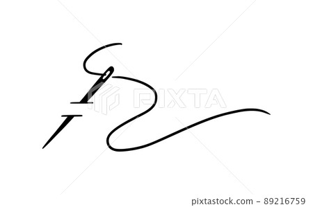 Tailor needle with thread. Needle illustration 89216759