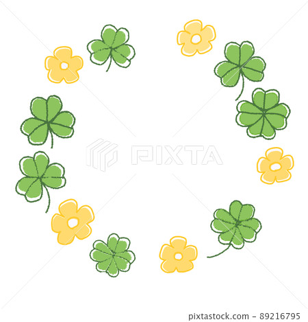 三葉草和花圓框 三葉草和花圓框 89216795