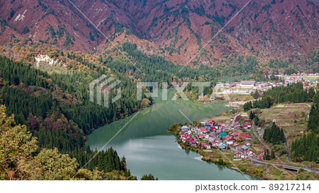 Tadami Line scenery in Fukushima, Japan 89217214