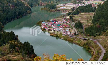 Tadami Line scenery in Fukushima, Japan 89217224