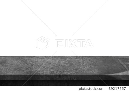 Black marble stone table top isolated on white background 89217367