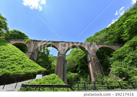 The third brick bridge (Megane Bridge) on the abandoned line between Usui Pass and Yokogawa on the former Shin-Etsu Main Line 89217418