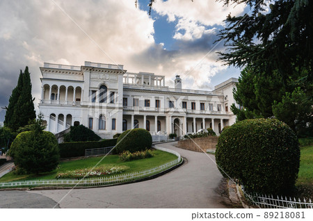 Exterior of Livadia Palace in Yalta in Crimea with a beautiful garden Exterior of Livadia Palace in Yalta in Crimea with a beautiful garden 89218081