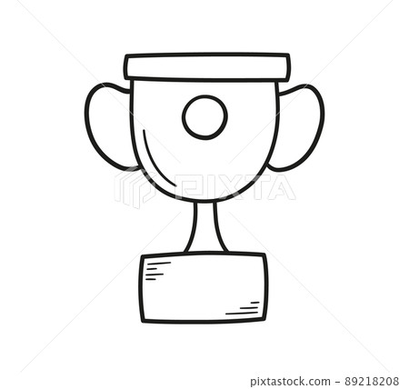 Doodle champion trophy cup of winner. Hand drawn award decorative icon. Sport prize trophy. Vector illustration isolated on white background 89218208