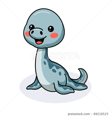 Cute little elasmosaurus dinosaur cartoon	 89218525