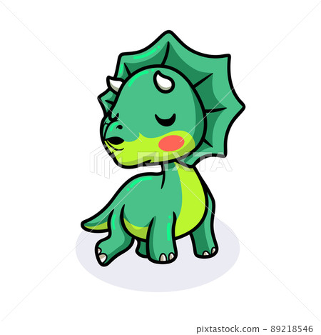 Cute little triceratops dinosaur cartoon give a kiss Cute little triceratops dinosaur cartoon give a kiss 89218546