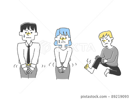 A set of people suffering from itching, a comical handwritten person vector, a warm line drawing A set of people suffering from itching, a comical handwritten person vector, a warm line drawing 89219093
