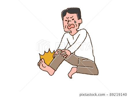 A man who feels severe pain due to gout, a comical handwritten person vector, a warm line drawing 89219140