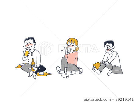 一組喝很多酒的人,一個滑稽的手寫人物矢量圖,一個溫暖的線條畫 一組喝很多酒的人,一個滑稽的手寫人物矢量圖,一個溫暖的線條畫 89219141