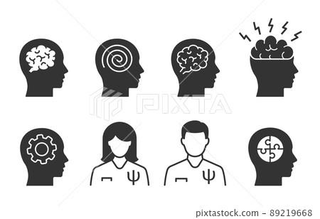 Psychotherapy icons, such as doctor, depression, mind, anxiety and more. Vector illustration. 89219668
