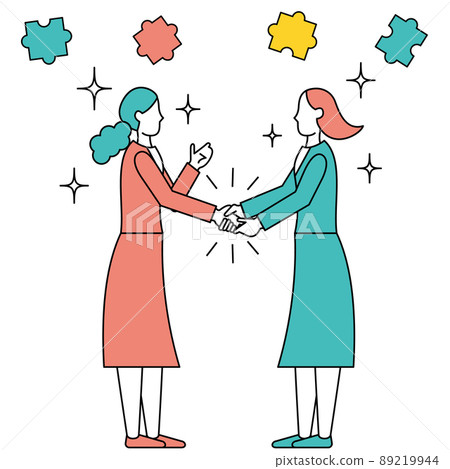 A woman who shakes hands firmly with a business partner A woman who shakes hands firmly with a business partner 89219944