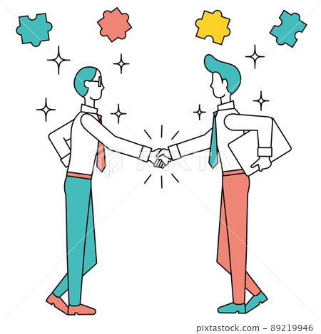 A man who shakes hands firmly with a business partner A man who shakes hands firmly with a business partner 89219946