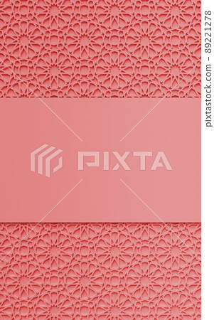 Blank Islamic greeting card with Arabic pattern 3D rendering Blank Islamic greeting card with Arabic pattern 3D rendering 89221278