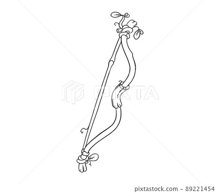 Wooden bow for games. Sketch of casual bow. Vector illustration Wooden bow for games. Sketch of casual bow. Vector illustration 89221454