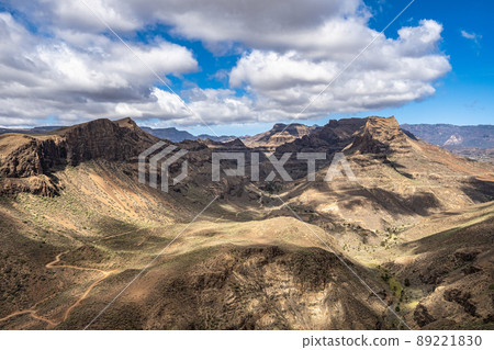 View from Degollada de las Yeguas Viewpoint on the Barranco de Fataga, Gran Canaria, Canary Islands, Spain 89221830