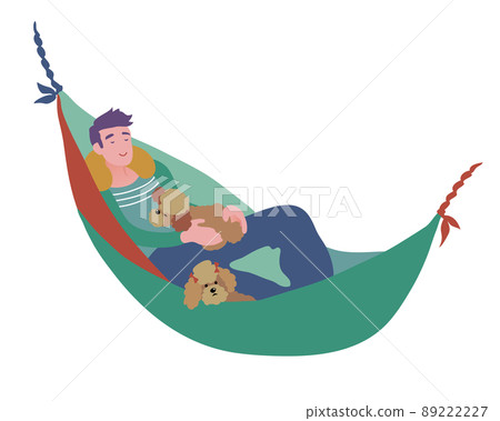 People who enjoy camping activities and hammocks outdoors with their dogs 89222227