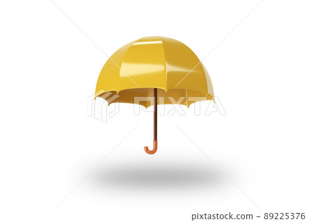 Yellow umbrella on white background. 3d render 89225376