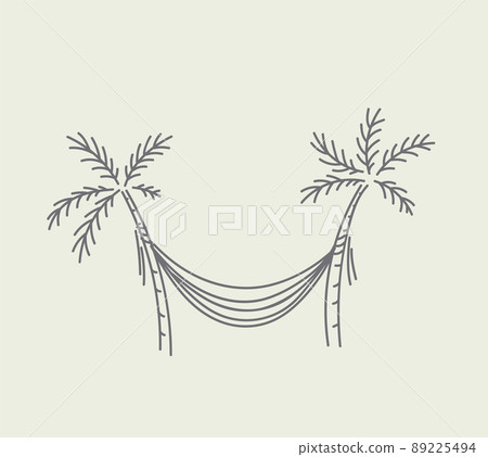 Hammock hung between two palms Hammock hung between two palms 89225494