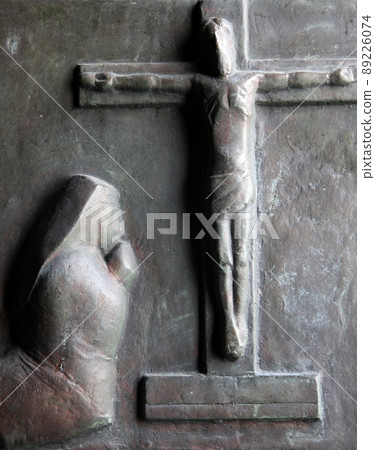 The doors of the church of St. Mary, depicting the life of Blessed Osanna of Cattaro in Kotor, Montenegro 89226074