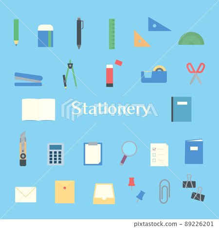 Simple and cute stationery illustration set Simple and cute stationery illustration set 89226201
