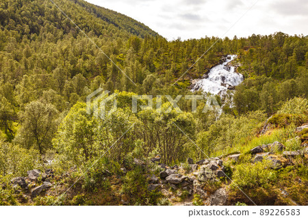 Waterfall along the Aurlandsfjellet Norway Waterfall along the Aurlandsfjellet Norway 89226583