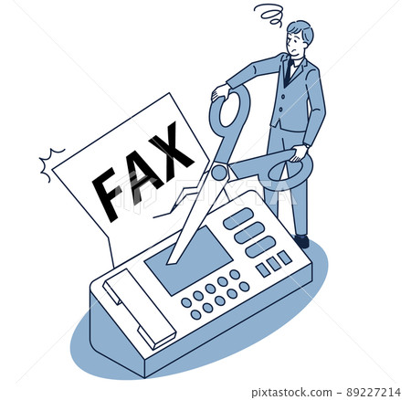 促進傳真刪除的商人的等距插圖 89227214