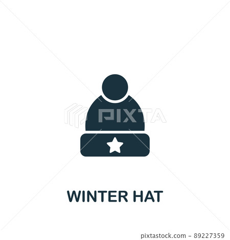 Winter Hat icon. Monochrome simple Clothes icon for templates, web design and infographics 89227359