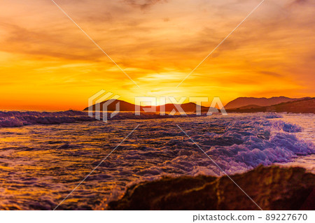Sunset over sea, Calblanque beach, Spain 89227670