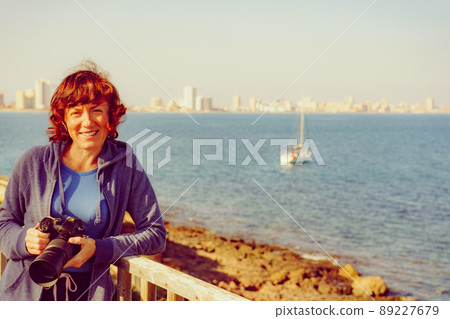 Tourist woman visit Cape Palos in Spain 89227679