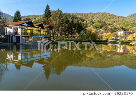 Beautiful view of small lake at Dilijan city park on sunny morning Beautiful view of small lake at Dilijan city park on sunny morning 89228170