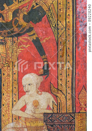 Old mural depicting the life of Buddha (National Museum, Bangkok) Old mural depicting the life of Buddha (National Museum, Bangkok) 89228240