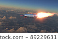 Hypersonic rocket flies above the clouds 89229631