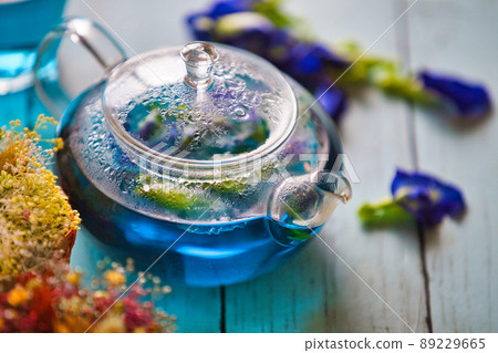 Colorful blue herbal tea butterfly pea 89229665