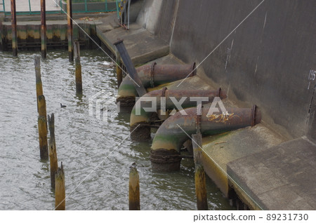River embankments and old pipes 89231730