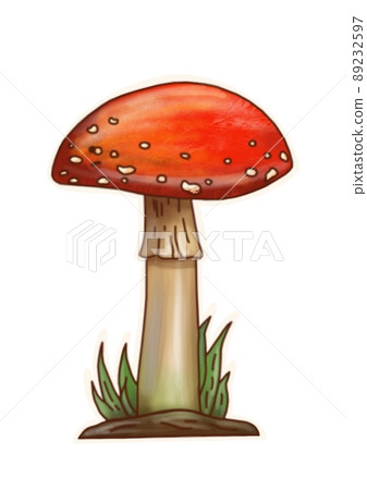 Hand drawing mushrooms on white background clipart 89232597