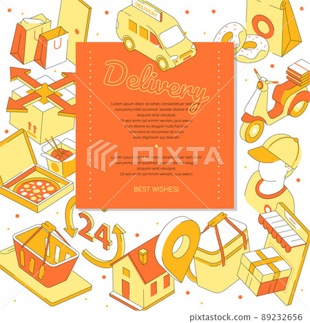 Fast food delivery - modern isometric colorful banner Fast food delivery - modern isometric colorful banner 89232656