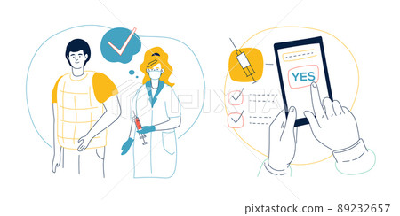 Two stages of vaccination - colorful flat design style illustration 89232657