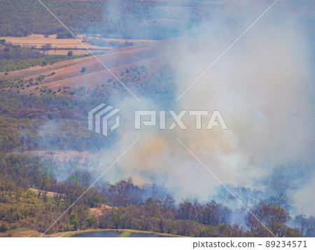 High angle view of the forest burning in Medicine Park 89234571